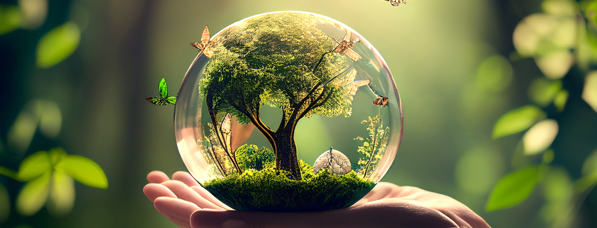 Baum in einer Kugel in der Hand halten, generative AI